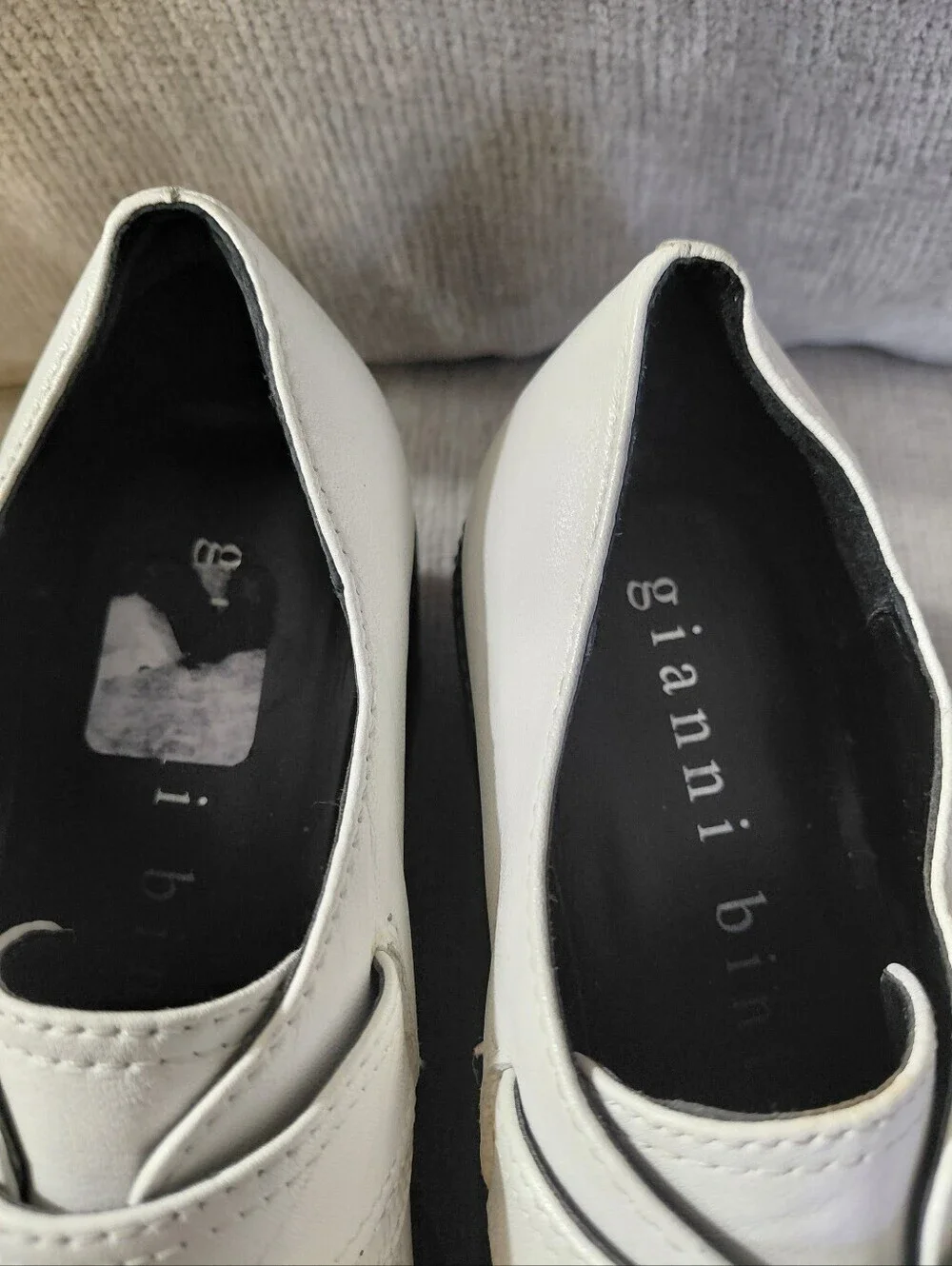 NEW Gianni Bini Yasmina White Leather Platform Monk Strap Creepers Size 5 Loafer